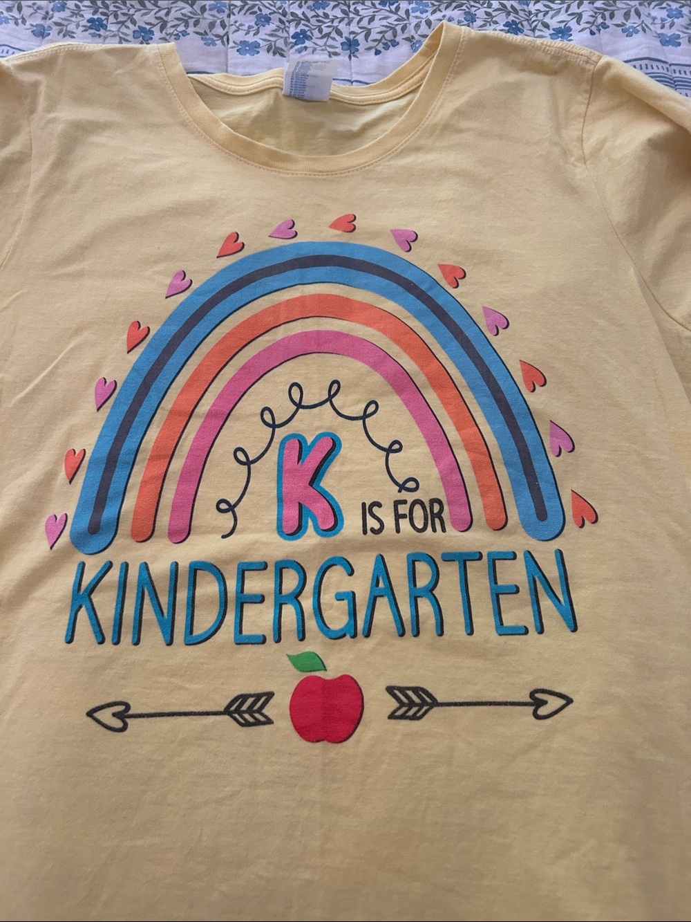 ‘K is for Kindergarten' Rainbow Graphic Tee